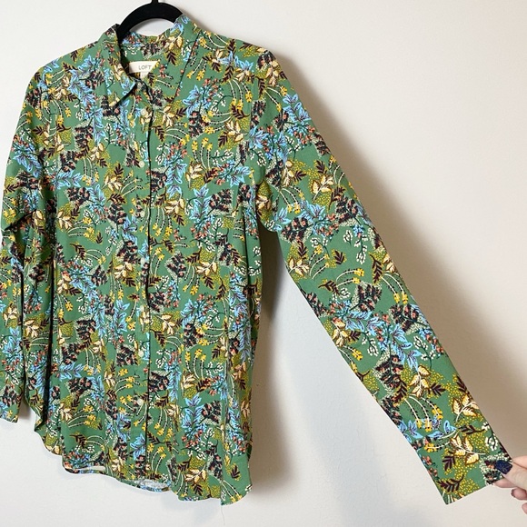Loft Floral Print Green Everyday Shirt - Picture 7 of 9